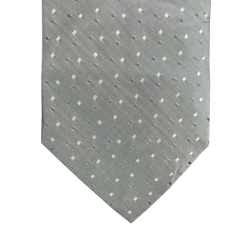 Peterborough Row Bloomingdales Silk Tie Sage Green Geometric Diamond Handmade